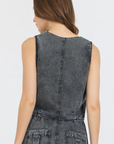 Washed Twill Button Front Vest