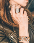 Gold Capri 3 Row Coin & Crystal Bangle