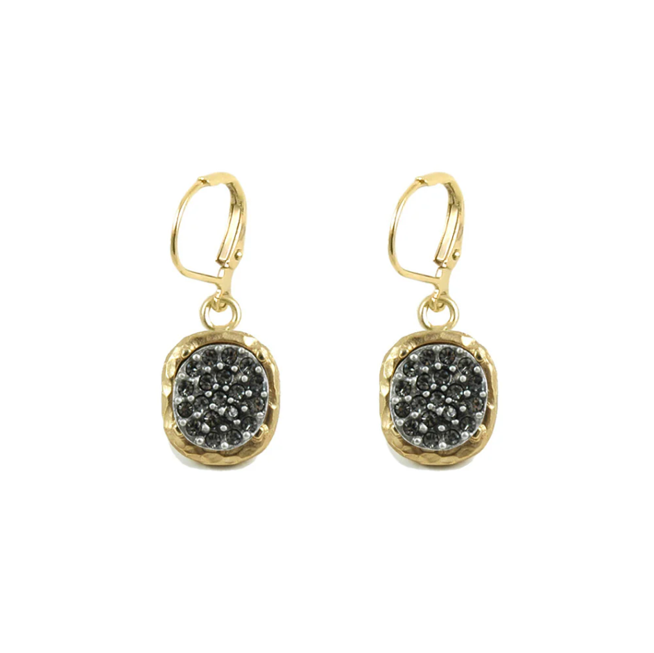 Gold Pavia Pave &amp; Frame Dangle Earrings