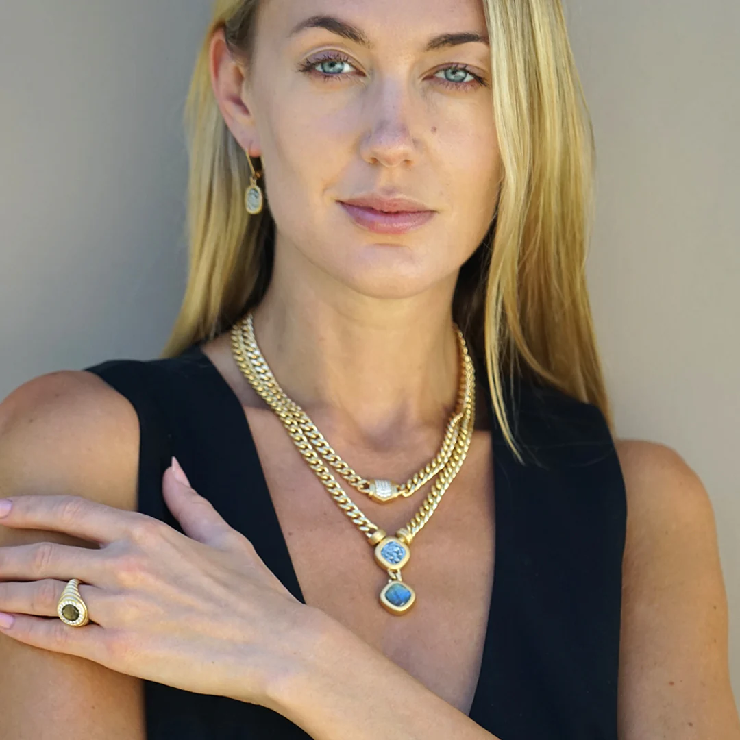 VINTAGE SILVER LABRDORITE & COIN