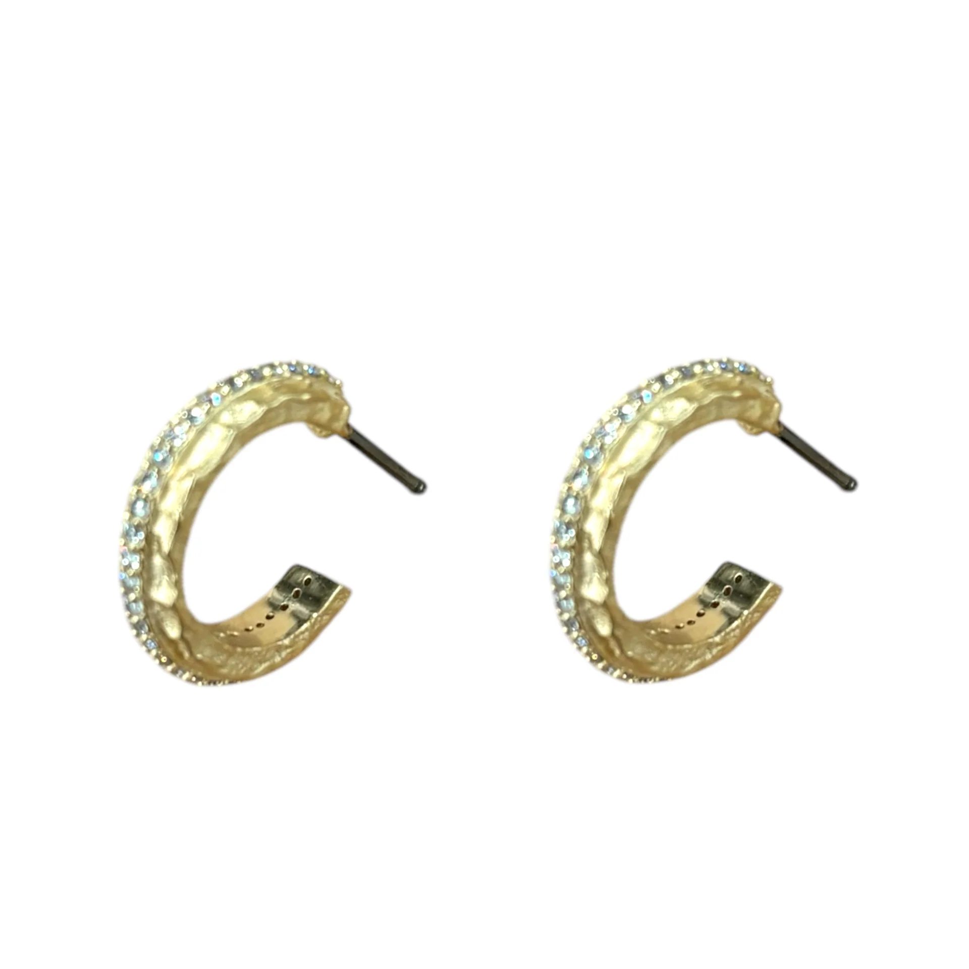 Gold Mini Crystal Thin Hoops