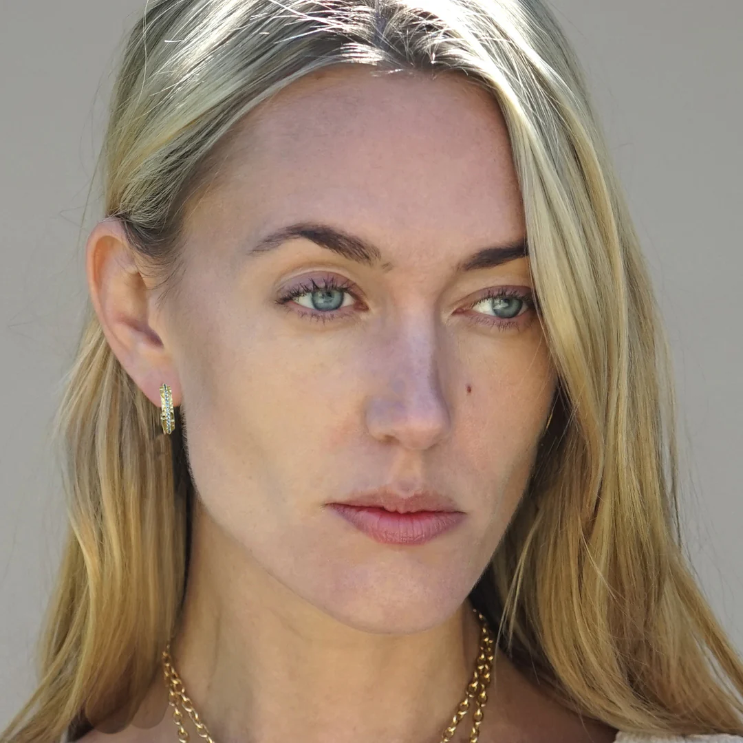 Gold Mini Crystal Thin Hoops