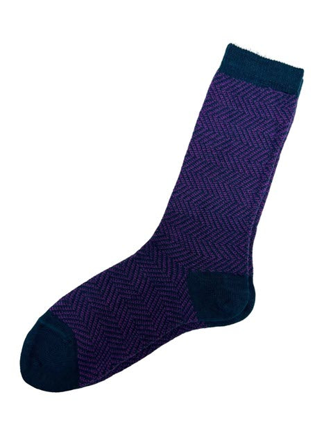 Zoey Chevron Alpaca Socks - Purple/Teal