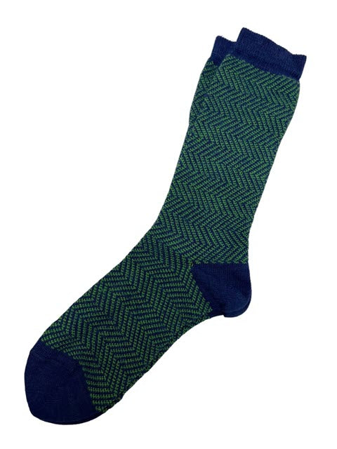 Zoey Chevron Alpaca Socks - Green/Blue