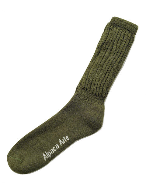 Solid Ribbed Alpaca Sock - Olive