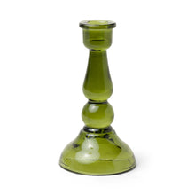 Cargar imagen en el visor de la galería, Tall Glass Taper Candle Holder Green