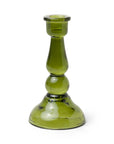 Tall Glass Taper Candle Holder Green