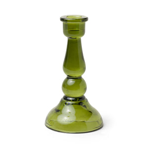 Tall Glass Taper Candle Holder Green