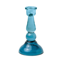 Load image into Gallery viewer, Tall Glass Taper Candle Holder Blue