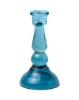 Tall Glass Taper Candle Holder Blue