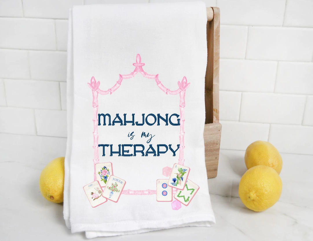 Mahjong Is My Therapy Tea Towel