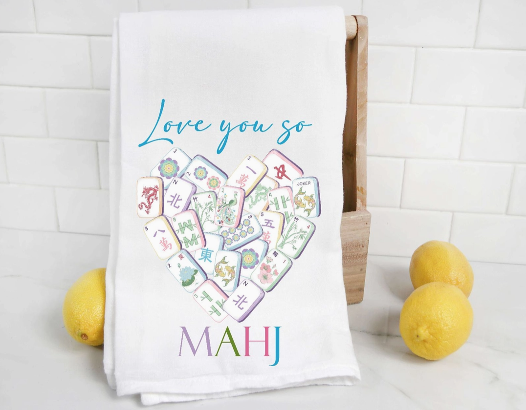Love You So Mahj Tea Towel