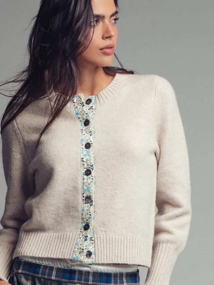 FLORAL TRIM CARDIGAN