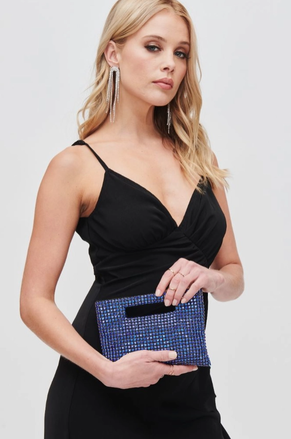 Yuki Rhinestone Evening Bag Blue