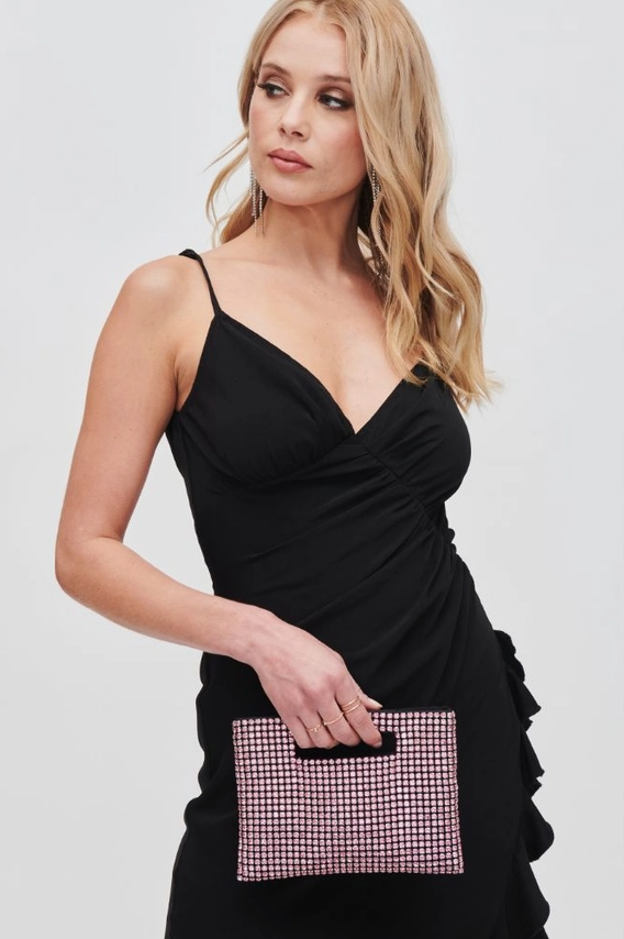 Yuki Rhinestone Evening Bag Pink