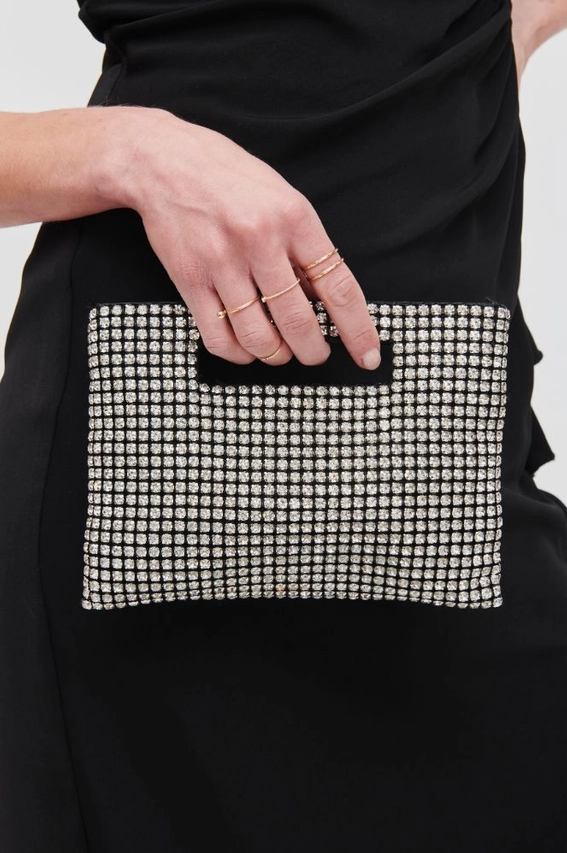 Yuki Rhinestone Evening Bag Silver
