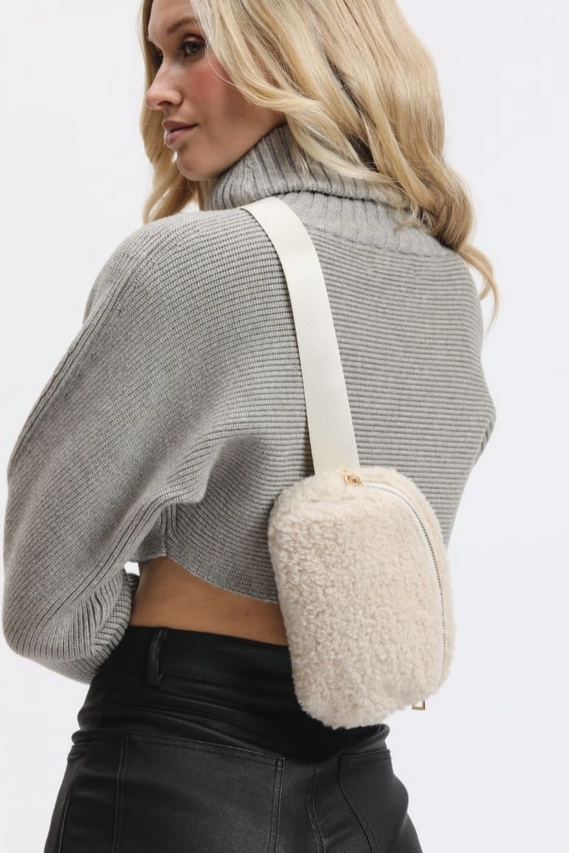 Santi Sherpa Belt Bag Fanny Pack Ivory