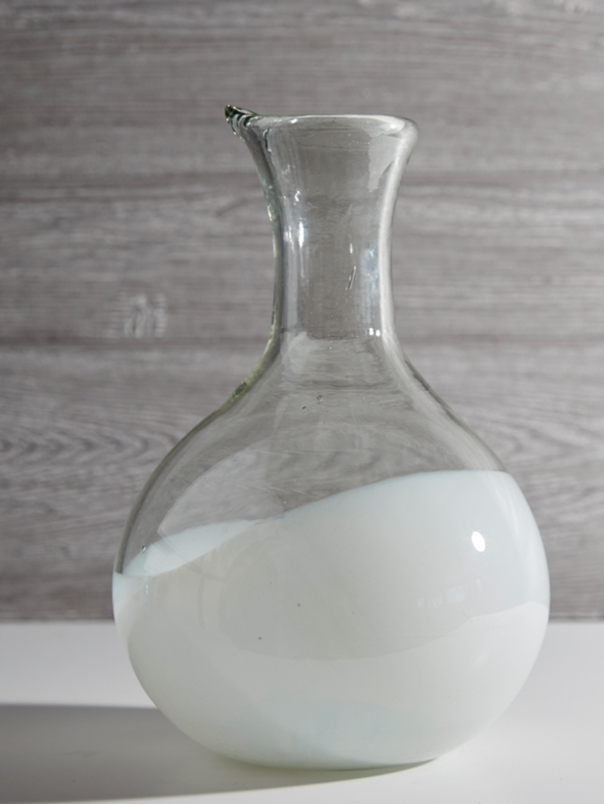 Handblown Glass Carafe White Base – Attachments & Sage