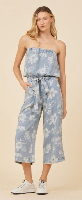 Washed Tropical Denim Jumpsuit