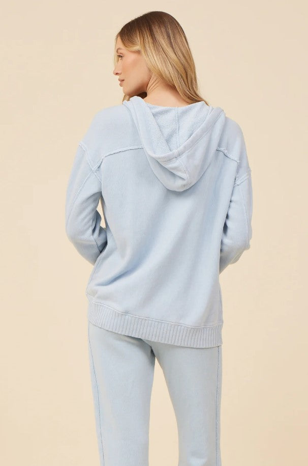 Blue Rain Washed Terry Zip Hoodie