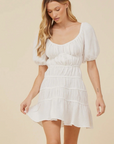 White Gauze Jersey Combo Dress L