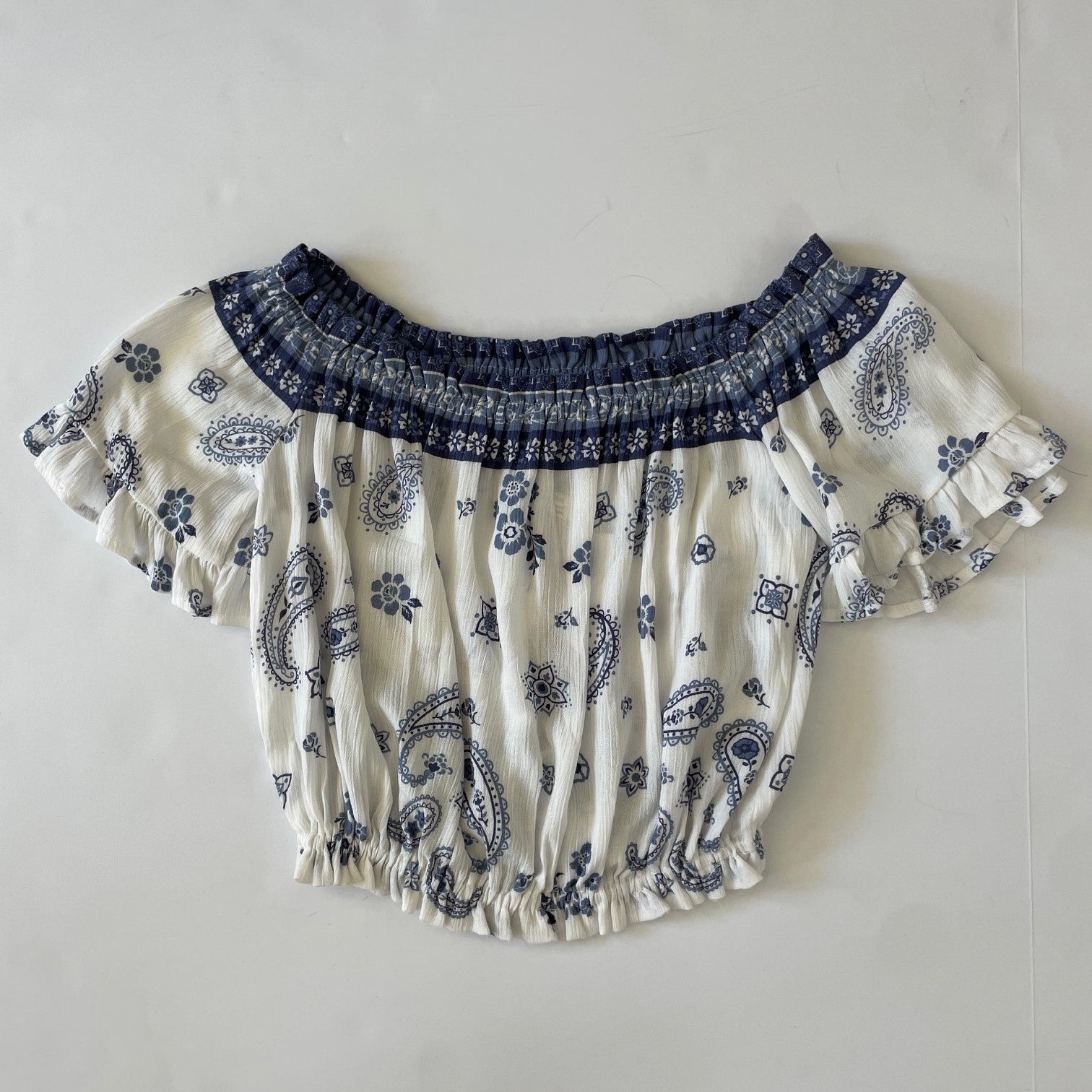 Blue/white Paisley Top