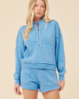 Blue Burnout Fleece Quarter Zip