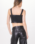 Black Faux Leather Corset Top