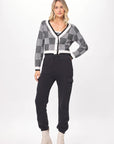 Black & Cream Knit Checkered Cardigan