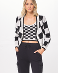 Black & Cream Knit Checkered Tank