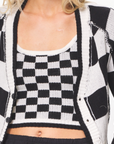 Black & Cream Knit Checkered Tank