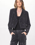 Cropped Cord Blazer w/ Cargo Pocket