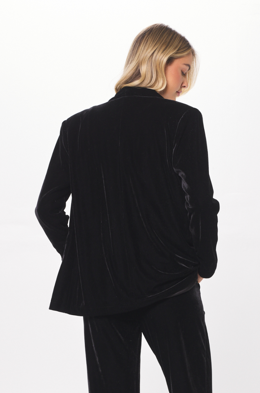 Black Oversized Velvet Blazer
