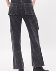 Black Baby Cord Cargo Pants