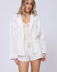 White Cotton Relaxed Blazer