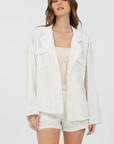 White Cotton Relaxed Blazer