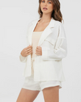 White Cotton Relaxed Blazer