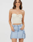 Sunrise Sand Twist Front Rib Knit Tube