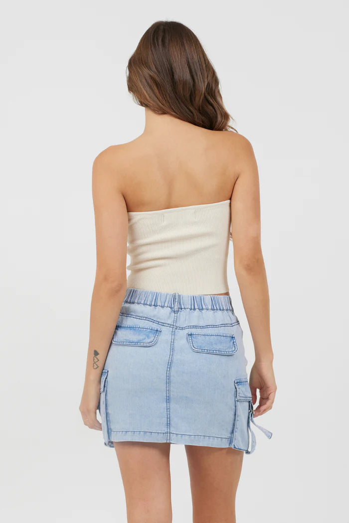 Sunrise Sand Twist Front Rib Knit Tube