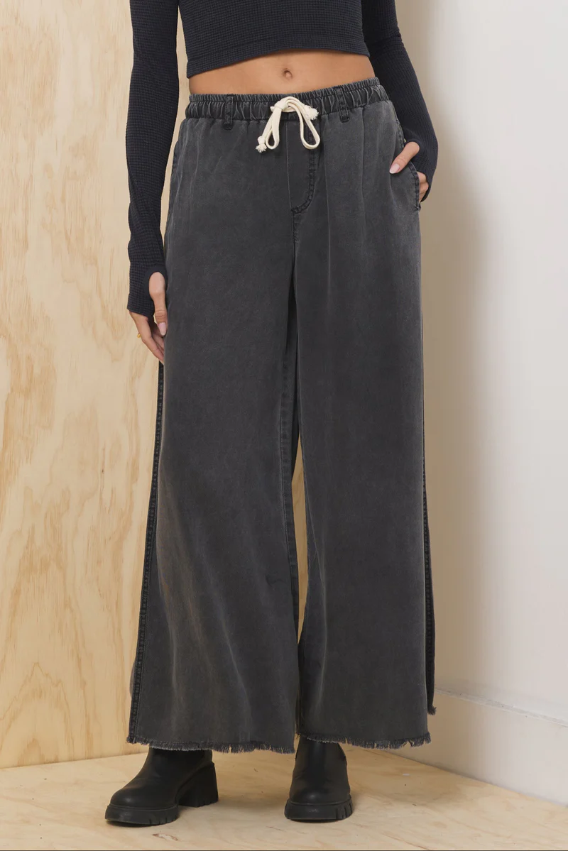 Charcoal Tencel Wide Leg Pant