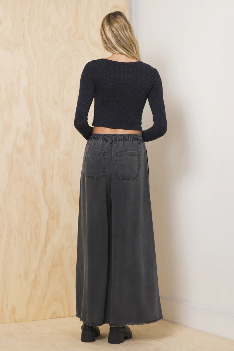 Charcoal Tencel Wide Leg Pant
