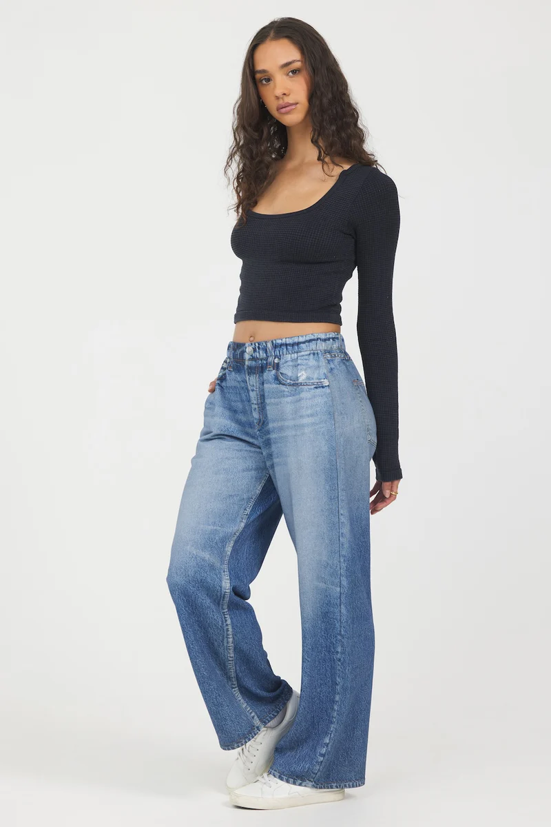 Denim Wide Leg Fleece