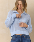 Open Knit Quarter Zip Sweater