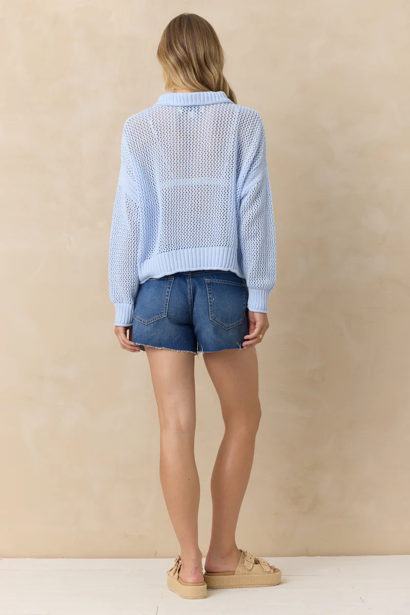 Open Knit Quarter Zip Sweater