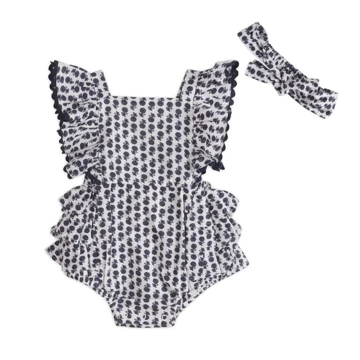 Everly Blue Floral Baby Romper