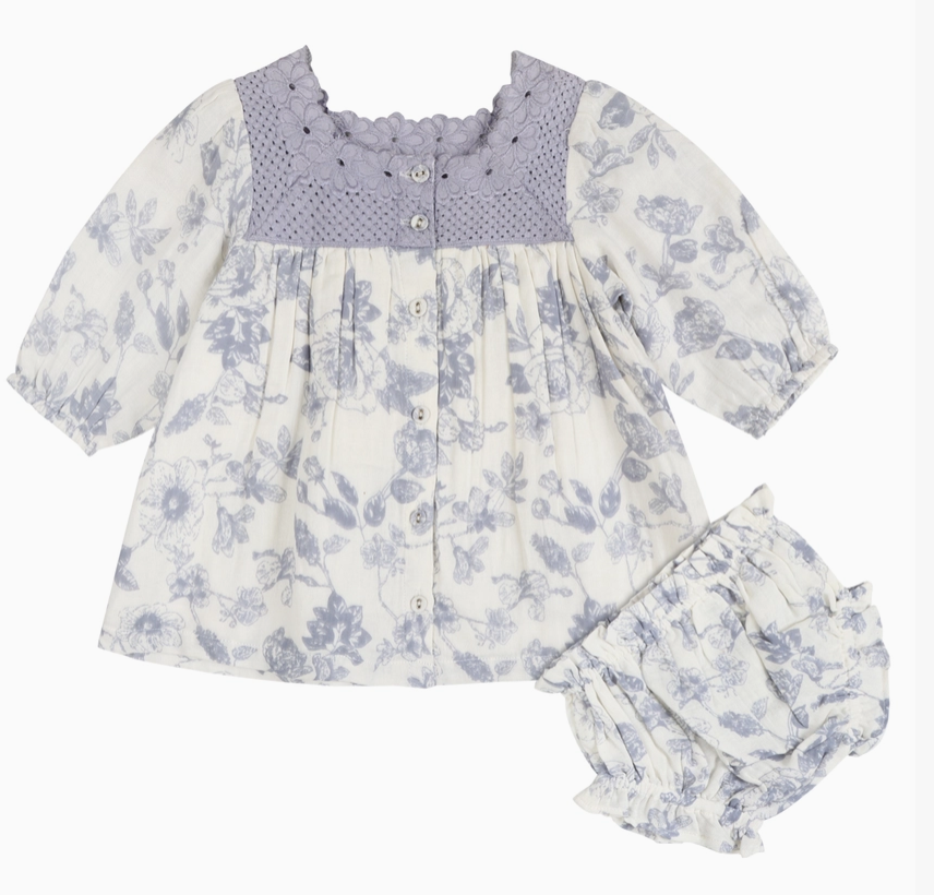 Claudia Floral Baby Dress &amp; Bloomer Set