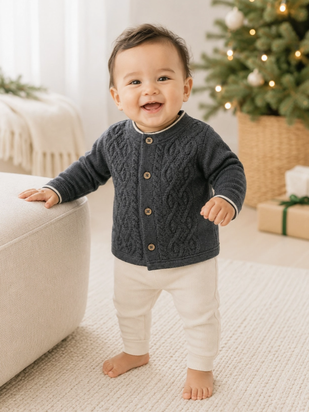 Charles Classic Cable Knit Baby Cardigan