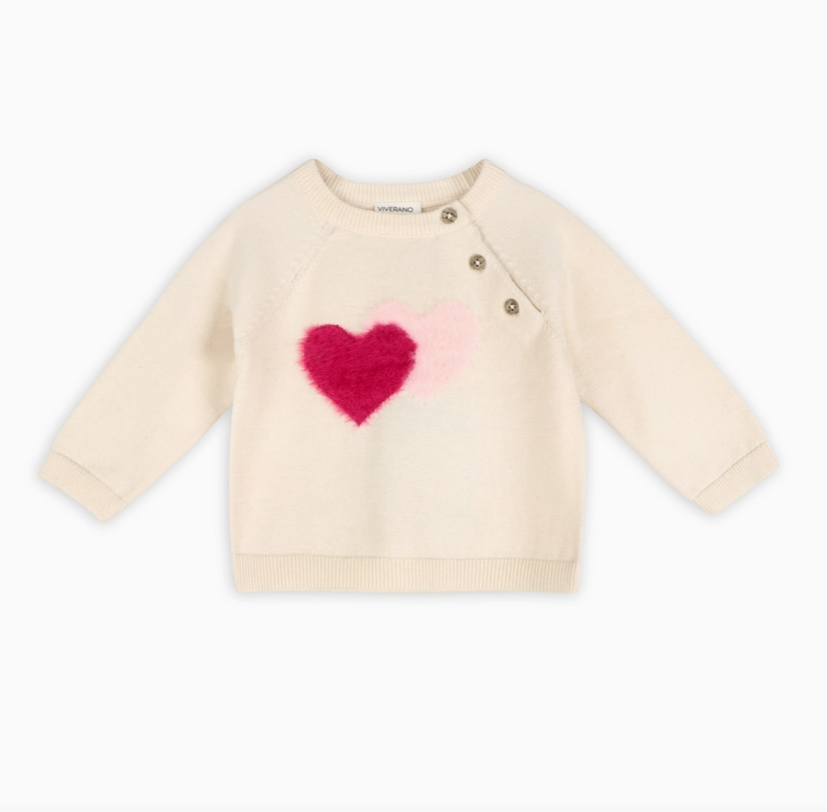 Fuzzy Hearts Baby Sweater Pullover