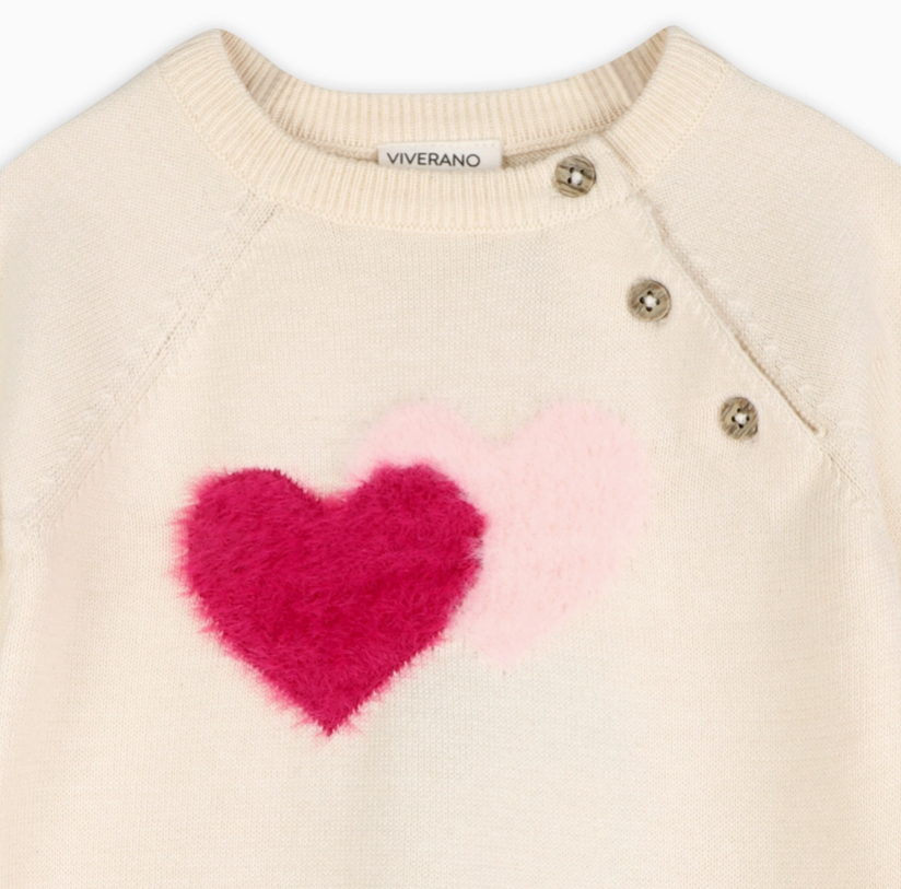 Fuzzy Hearts Baby Sweater Pullover