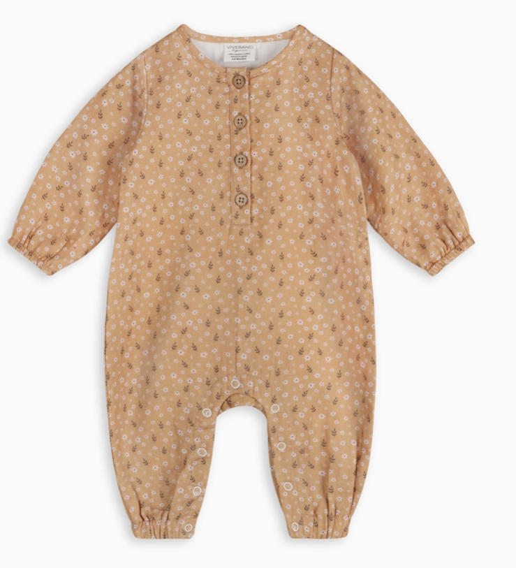 Floral Button Front Baby Jumpsuit